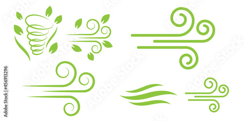 Wind blowing vector icon isolated on white background. Simple flat wind pictogram. Cold weather symbol black illustration. - Vector