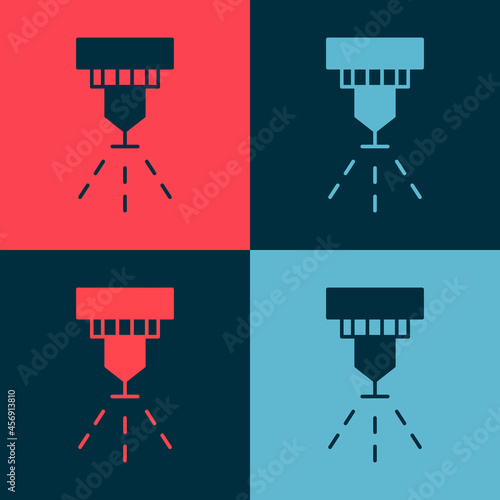 Pop art Fire sprinkler system icon isolated on color background. Sprinkler, fire extinguisher solid icon. Vector