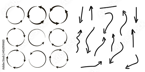 Rotating, circular, cyclic arrows. Recurrence sign. Flip over or turn arrow. Reverse sign
