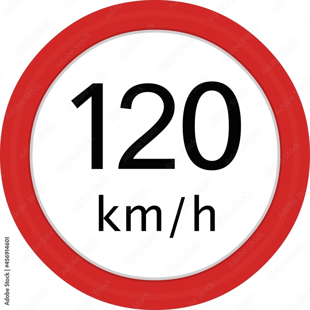 Vector illustration of traffic sign, maximum speed 120 km per hour Vector illustration of traffic sign, maximum speed 120 km per hour