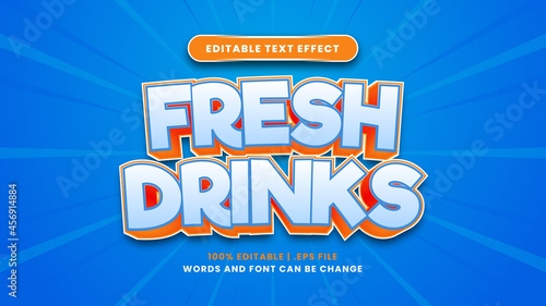 Fresh drink editable text effect in modern 3d style