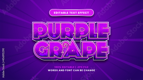 Purple grape editable text effect in modern 3d style