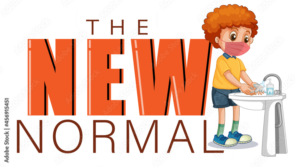 New normal banner with a boy washing hands New normal banner with a boy washing hands