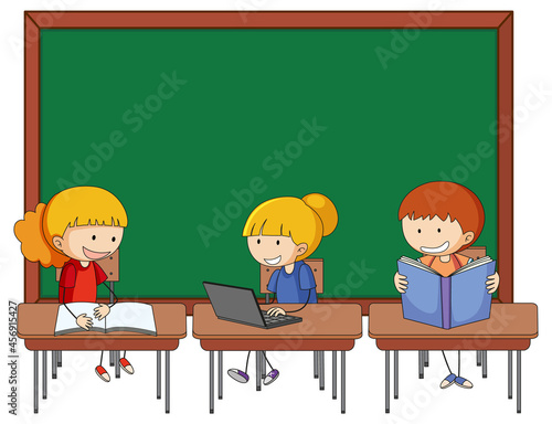 Blank board with many kids cartoon character