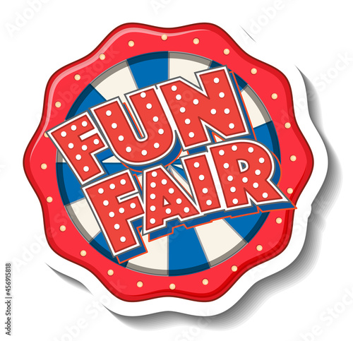 Sticker template with Funfair banner isolated