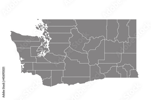 Gray blank vector Washington of America map. Isolated on white background.