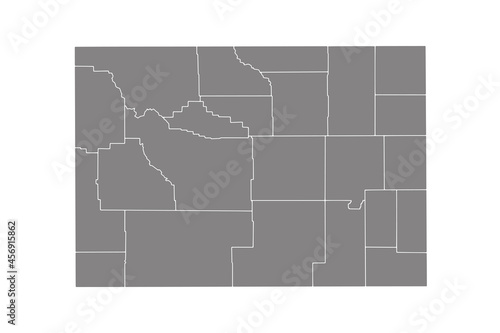 Gray blank vector Wyoming of America map. Isolated on white background.