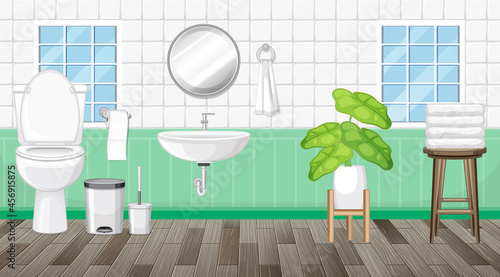 Bathroom interior design with furniture