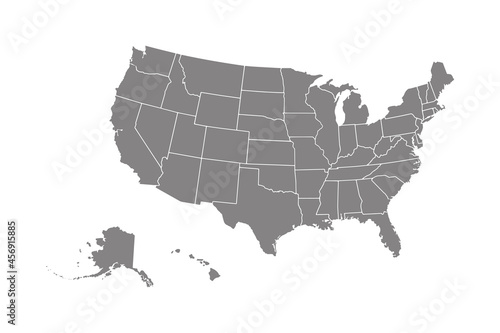 Blank similar USA map isolated on white background. United States of America country. Vector template for website, design, vector eps 10