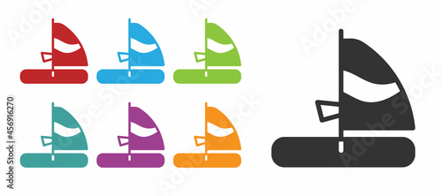 Black Windsurfing icon isolated on white background. Set icons colorful. Vector