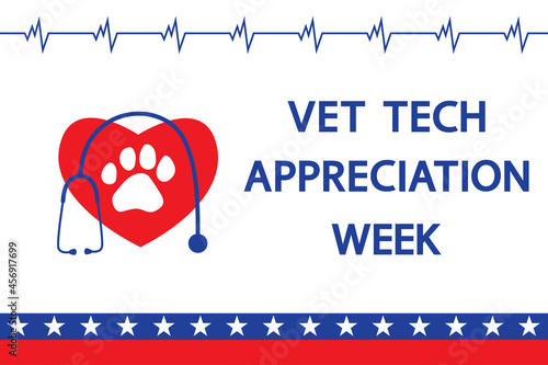 Vet Tech Appreciation Week medical concept on white, vector illustration. National Vet Tech Week annual event.