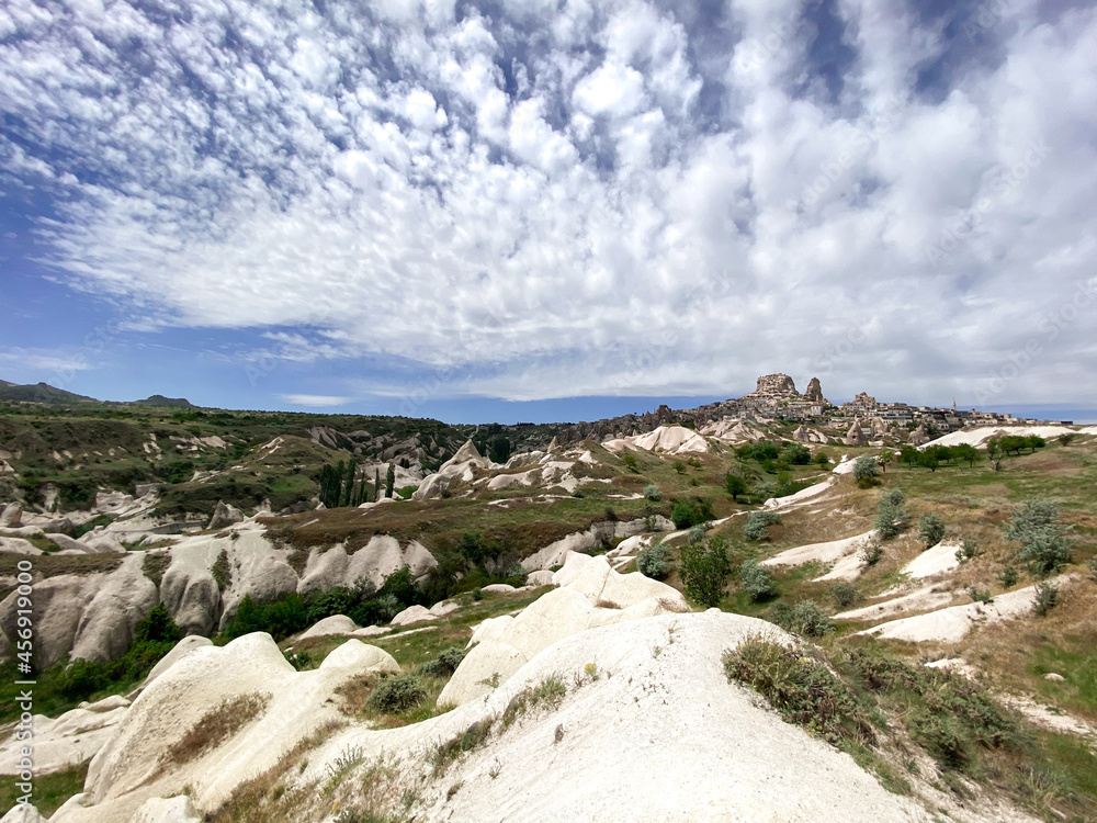 View of Uchisar. Valley landscape in Cappadocia, Turkey.