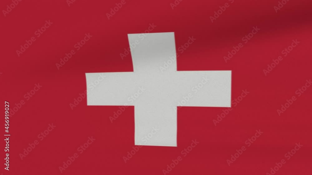 Loop Waving Flag Switzerland Land 3D Closeup Loop Waving Flag Switzerland Land 3D Closeup