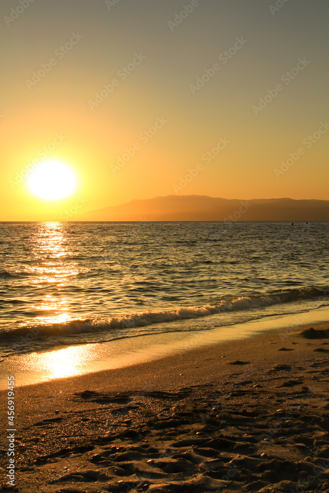 Sunset at the Salinas beach in Cabo de Gata, Almeria