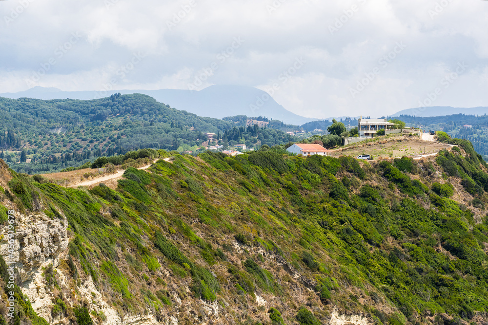 landscape view of hills in Corfu