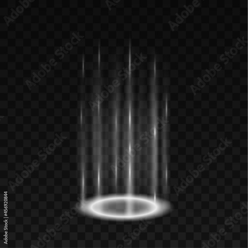 Realistic portal white light effect. Level up and teleportation process futuristic wrapped aura