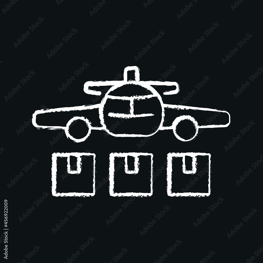 Fototapeta premium Parcel tracking chalk icon. Vector isolated black illustration