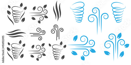 Wind blowing vector icon isolated on white background. Simple flat wind pictogram. Cold weather symbol black illustration. - Vector