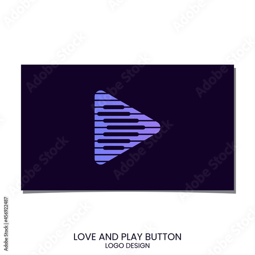 PLAY BUTTON AND LOVE LOGO DESIGN VECTOR