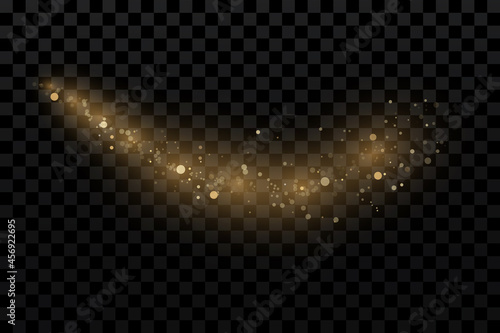 Gold particles. Light effect. Gold dust. background decoration.
