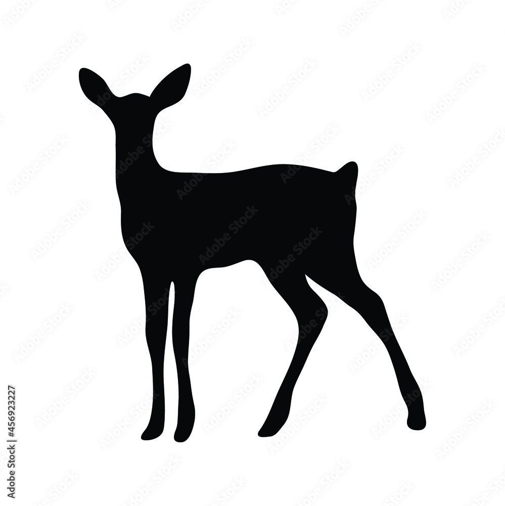 Reindeer vector illustration isolated on white background. Christmas reindeer, black silhouette on white background