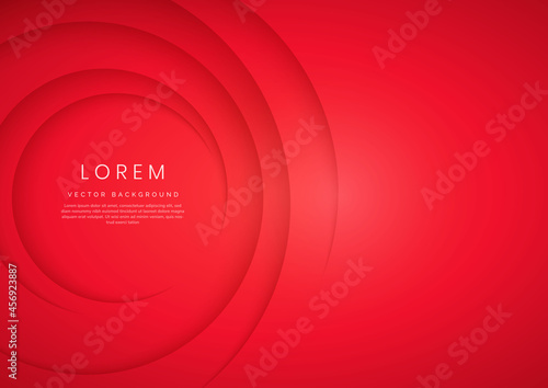 Abstract modern red gradient circles layers lighting background with copy space for your text.
