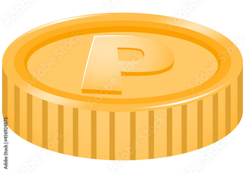 Pの文字が刻印されたコインのイラスト