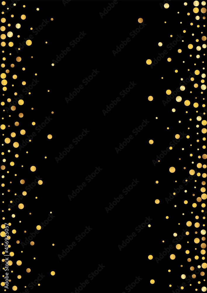 Gold Round Falling Vector  Black Background.