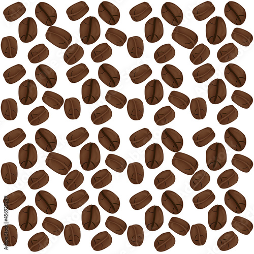 Coffee beans seamless pattern on white background