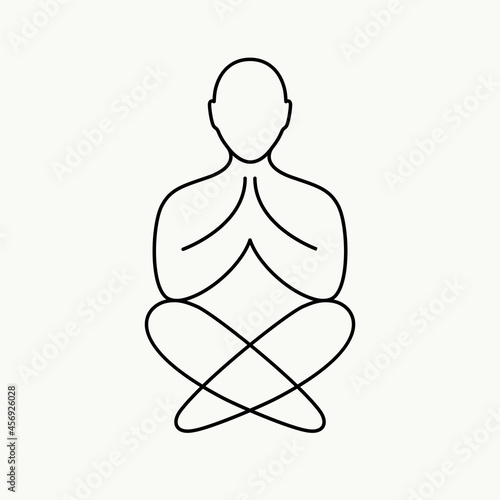 Meditating guru vector mark. Minimalistic logo for a yoga studio.