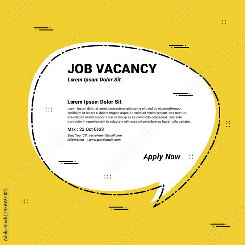 Recruitment advertising template. Recruitment Poster, Job hiring poster, social media, banner, flyer. Digital announcement job vacancies layout with bullhorn on yellow background