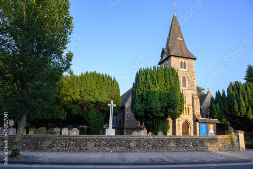 St Mary the Virgin Church on Hayes Street in Hayes, Kent, UK. This flint church was originally built in the 13th century and is Church of England. Hayes is in the Borough of Bromley in Greater London.