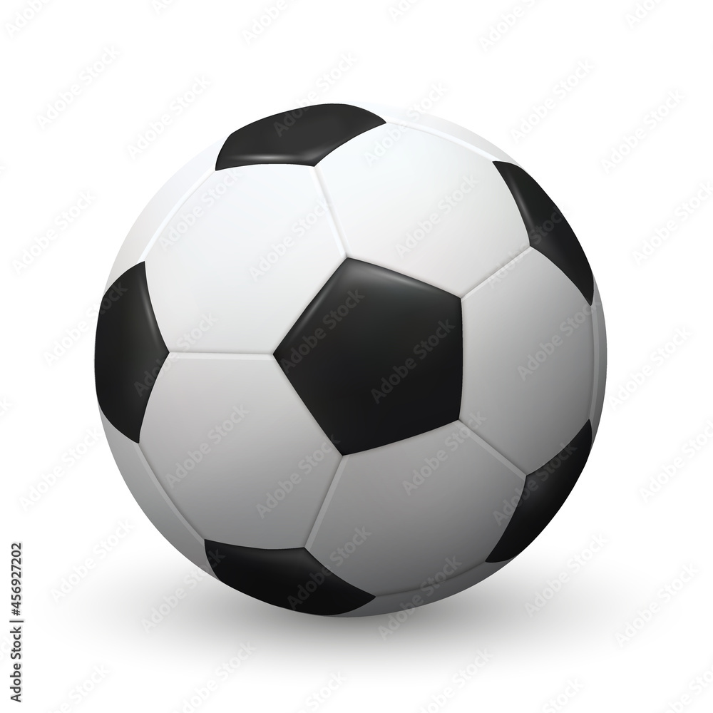 Realistic soccer ball or football ball illustration on white background. Equipment for sport or summer play outdoor. Image JPG Realistic soccer ball or football ball illustration on white background. Equipment for sport or summer play outdoor. Image JPG