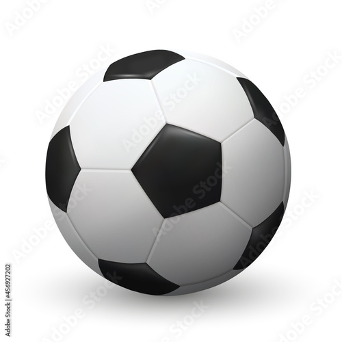 Realistic soccer ball or football ball illustration on white background. Equipment for sport or summer play outdoor. Image JPG