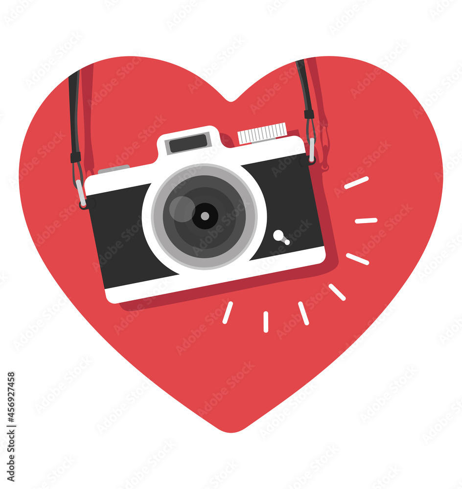 hanging old camera with heart sharp Stock Vector | Adobe Stock