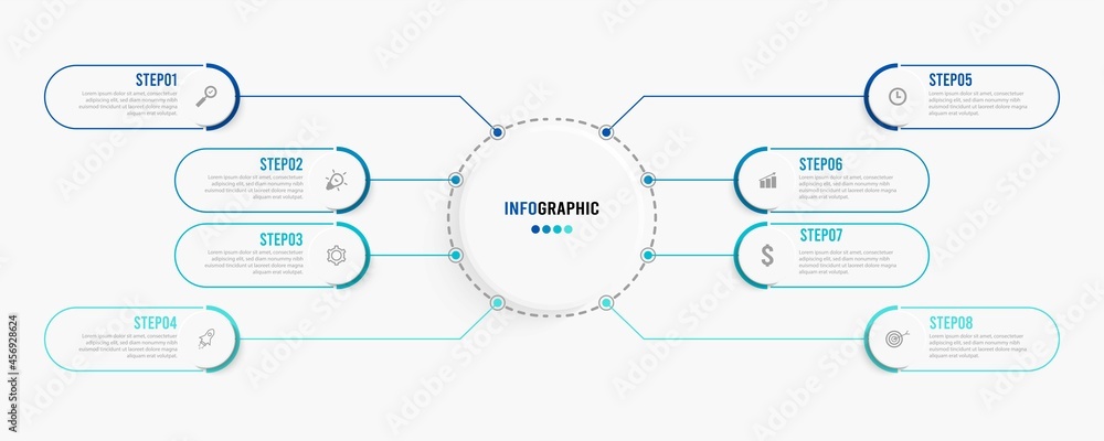 Business data visualization. Process chart. Abstract elements of graph, diagram with steps, options, parts or processes. Vector business template for presentation. Creative concept for infographic. Business data visualization. Process chart. Abstract elements of graph, diagram with steps, options, parts or processes. Vector business template for presentation. Creative concept for infographic.
