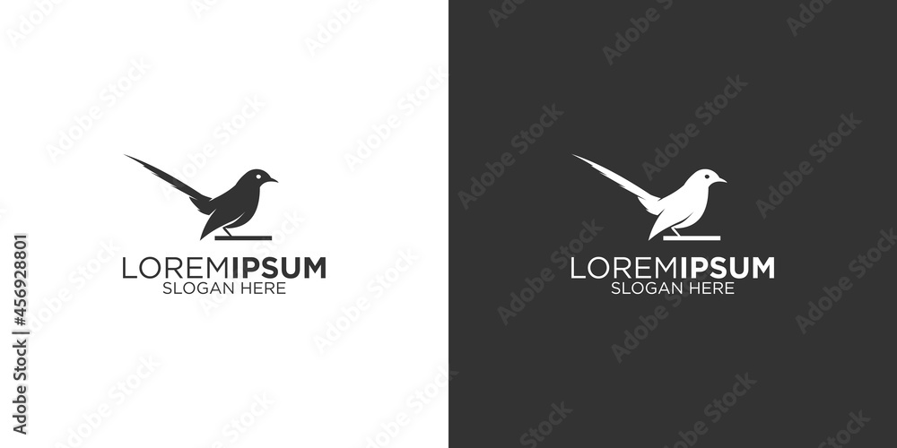 Silhouette magpie bird logo design