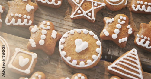 Image of gingerbread cookies on wooden rustic surface
