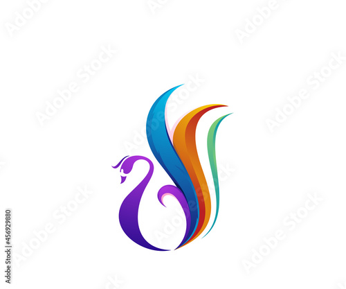 animal swan logo design template