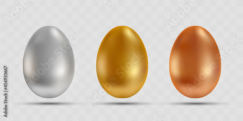 Golden, silver and bronze chicken egg template