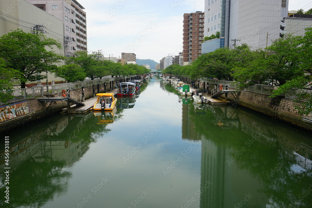 Kagami-gawa River View and City of Kochi in Kochi, Japan - 日本 高知県 鏡川