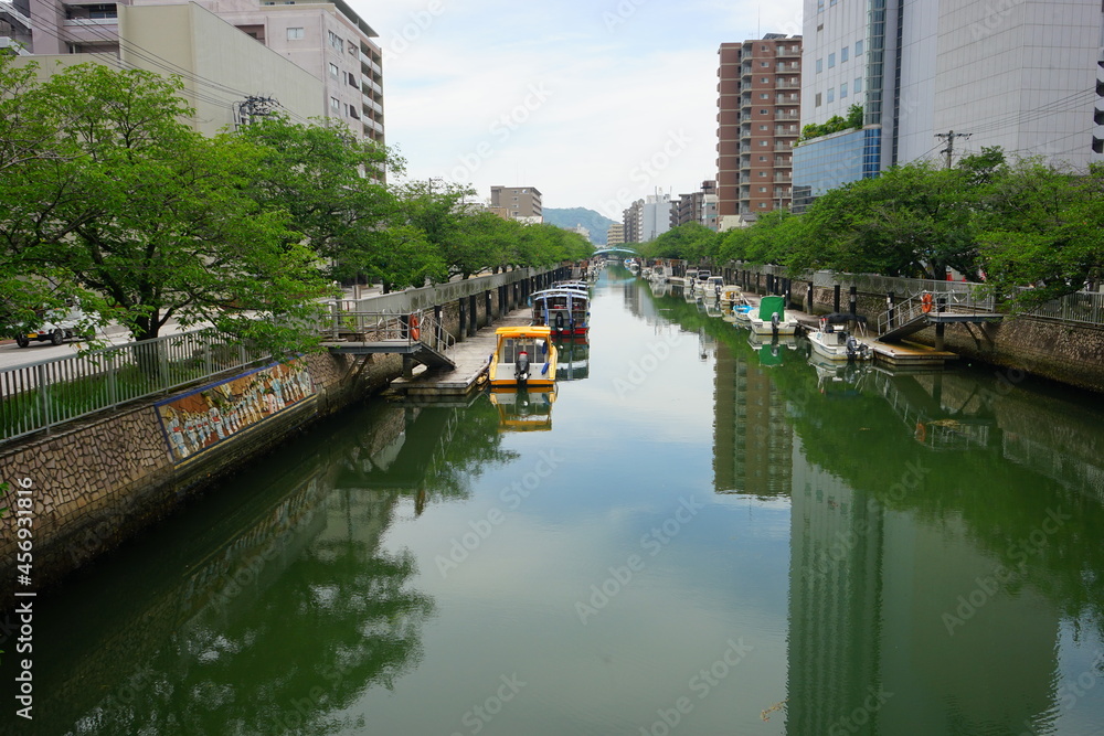 Kagami-gawa River View and City of Kochi in Kochi, Japan - 日本 高知県 鏡川