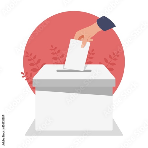 Hand Putting Vote Paper on Election Box in Japan Illustration