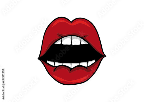 drawing of lips on white background