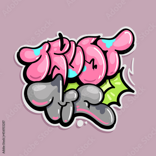 Trust me inscription. Vector illustration lettering in graffiti spray flop style 