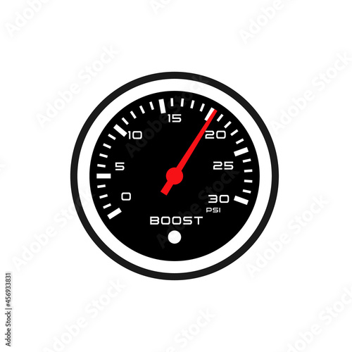 Boost gauge glyph icon. Clipart image isolated on white background