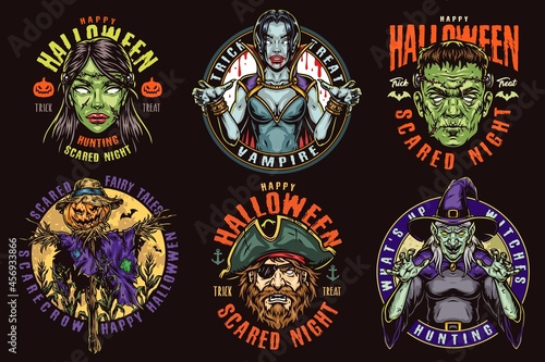 Happy Halloween colorful labels