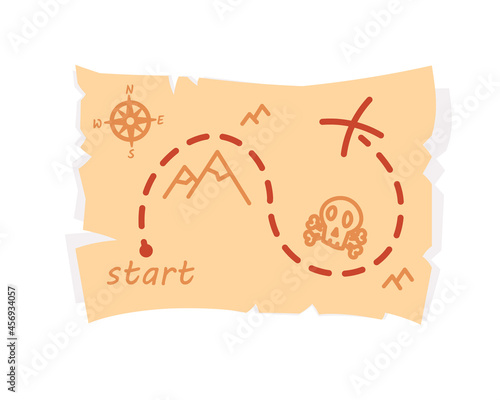 Treasure hunt map with trail simple icon. Clipart image isolated on white background © dzm1try