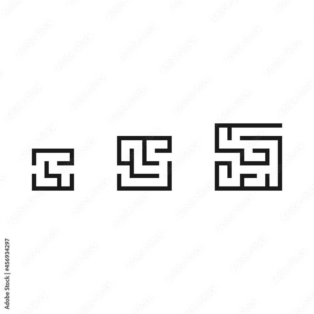 Maze set icon simple to hard. Clipart image isolated on white background Maze set icon simple to hard. Clipart image isolated on white background