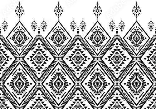 Geometric ethnic oriental seamless pattern traditional Design for background,carpet,wallpaper.clothing,wrapping,Batik fabric,Vector illustration.embroidery style - Sadu, sadou, sadow or sado